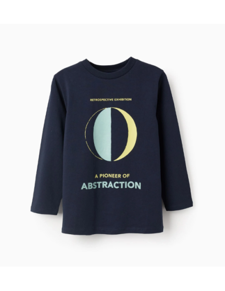 Camiseta de Manga Larga de Algodón para Niño 'Abstraction', Azul