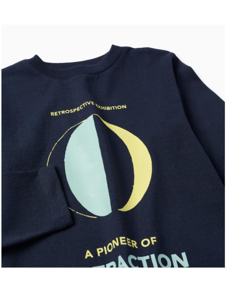 Camiseta de Manga Larga de Algodón para Niño 'Abstraction', Azul