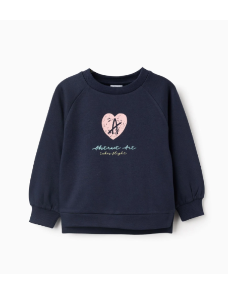 Sudadera Perchada con Estampado en Relieve para Niña, Azul Oscuro