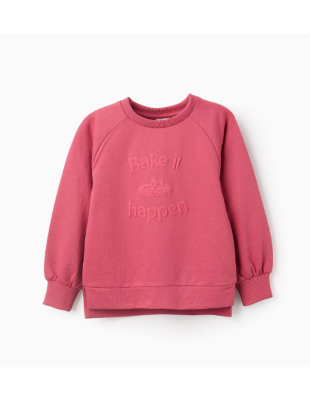 Sudadera con Estampado en Relieve para Niña 'Bake it', Rosa