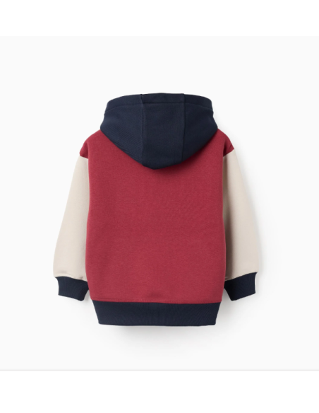 Sudadera Perchada con Capucha para Niño, Rojo/Beige/Azul