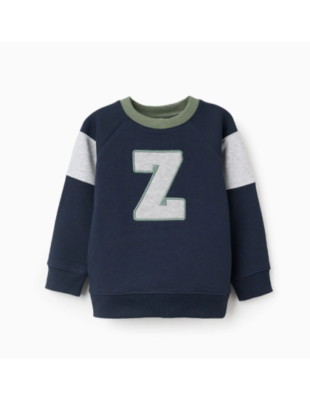 Sudadera Perchada 'Z' para Niño, Azul Oscuro/Verde/Gris