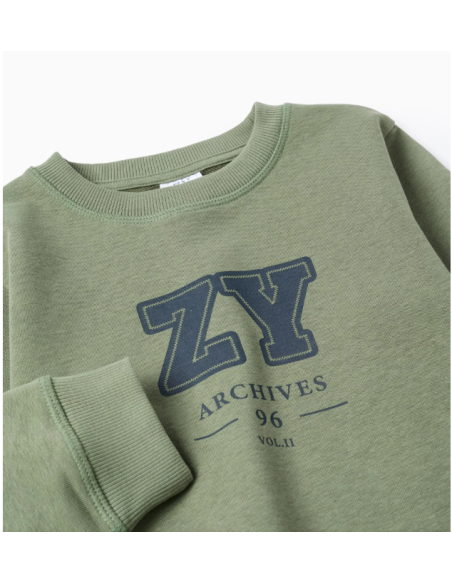 Sudadera con Estampado En El Pecho 'Si Archives' para Niño, Verde