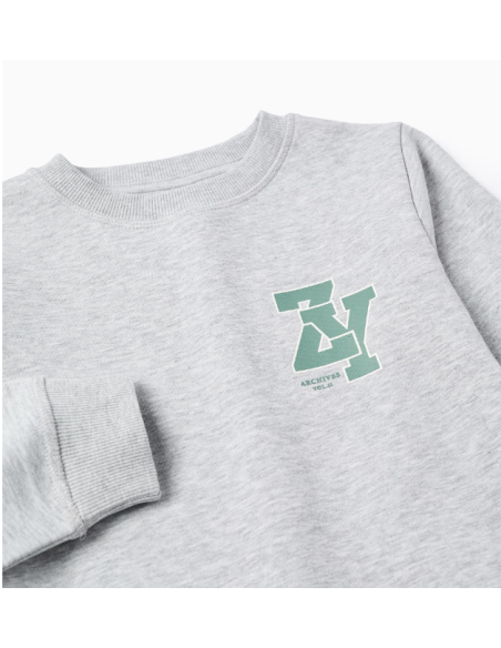 Sudadera con Estampado En El Pecho 'Si Archives' para Niño, Gris Mixto