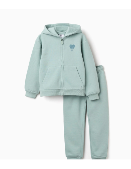 Conjunto Perchado de Sudadera + Pantalón para Niña, Verde Claro