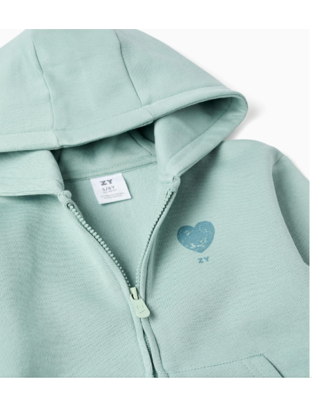 Conjunto Perchado de Sudadera + Pantalón para Niña, Verde Claro