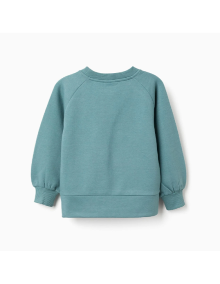 Sudadera Perchada con Estampado en Relieve para Niña, Verde Claro