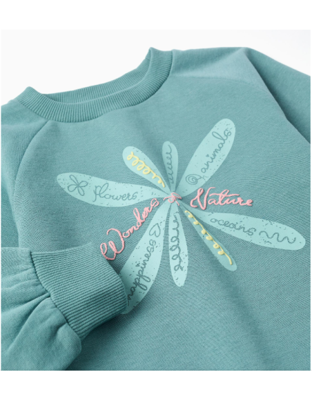 Sudadera Perchada con Estampado en Relieve para Niña, Verde Claro