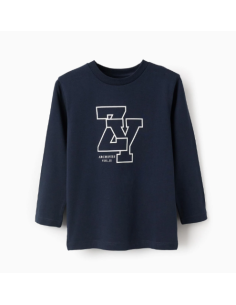 Camiseta de Manga Larga de Algodón para Niño 'ZY', Azul...