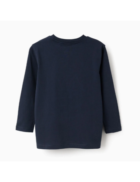 Camiseta de Manga Larga de Algodón para Niño 'ZY', Azul Oscuro  Copied