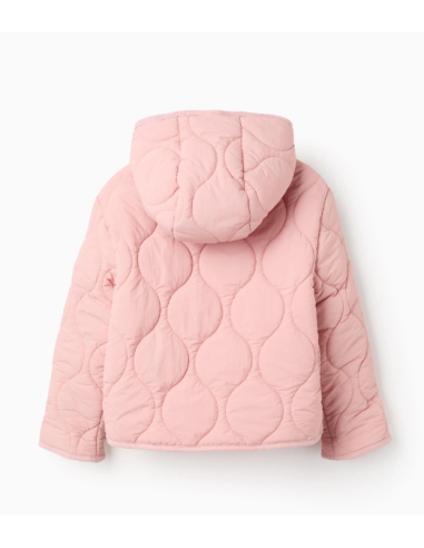 Parka Acolchada con Capucha para Niña, Rosa