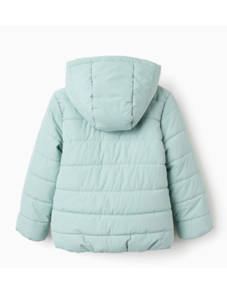 Chaqueta Acolchada con Capucha y Forro Polar para Niña, Verde Agua