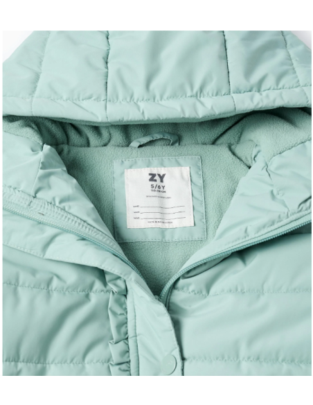 Chaqueta Acolchada con Capucha y Forro Polar para Niña, Verde Agua
