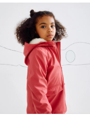 Parka de Goma con Capucha y Forro de Sherpa...