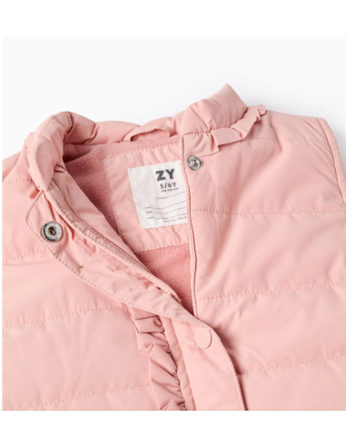 Chaleco Acolchado con Volantes y Forro Polar...