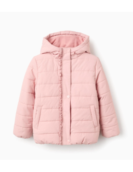 Chaqueta Acolchada con Capucha y Forro Polar para Niña, Rosa
