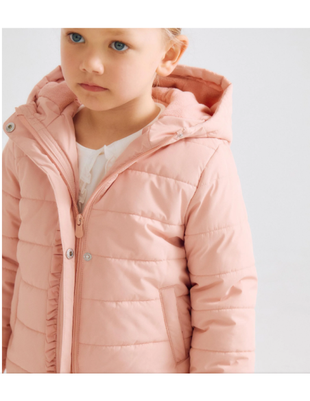 Chaqueta Acolchada con Capucha y Forro Polar para Niña, Rosa