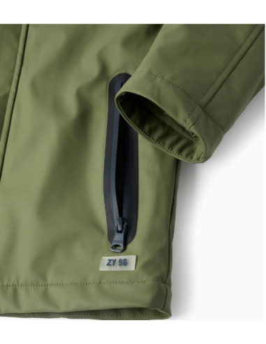 Parka de Goma con Capucha y Forro de Sherpa...