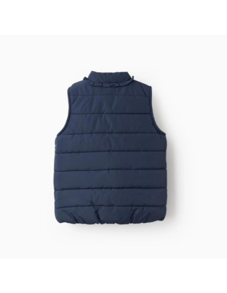 Chaleco Acolchado con Volantes y Forro Polar para Niña, Azul Oscuro