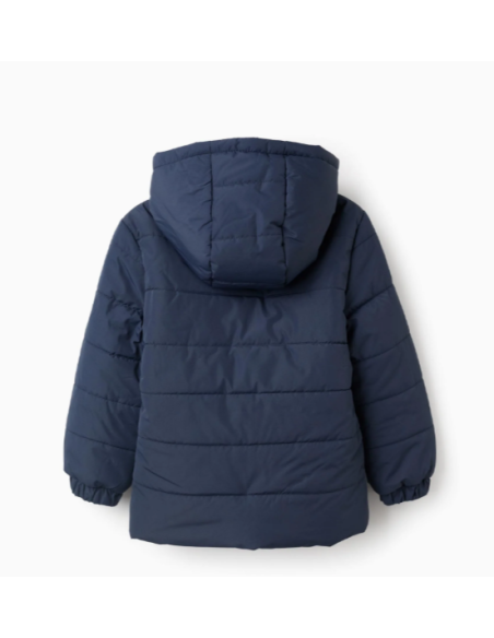 Chaqueta Acolchada con Capucha y Forro Polar para Niño, Azul Oscuro