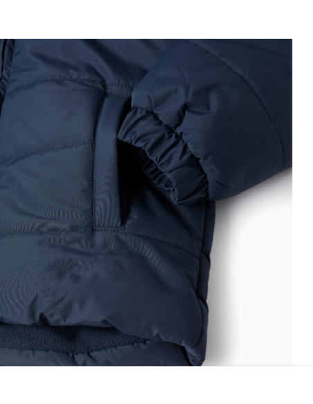 Chaqueta Acolchada con Capucha y Forro Polar para Niño, Azul Oscuro
