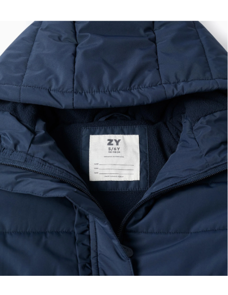 Chaqueta Acolchada con Capucha y Forro Polar para Niña, Azul
