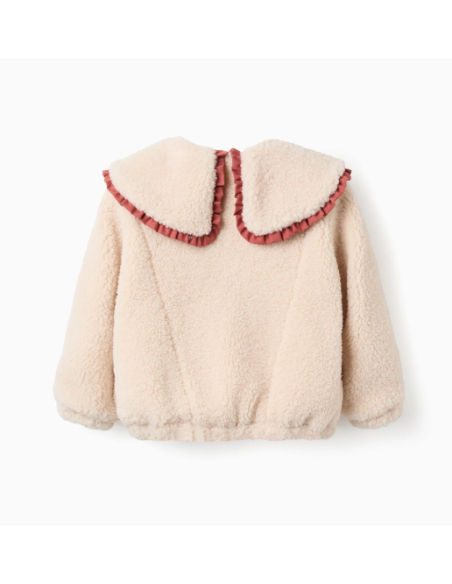 Chaqueta de Sherpa con Cuello Maxi para Niña, Beige