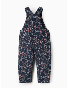 Peto de Pana Motivo Floral para Bebé Niña, Azul Oscuro 2