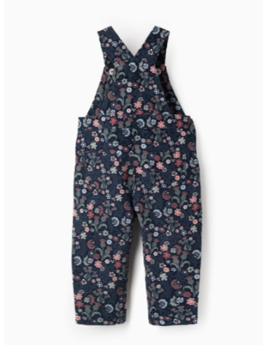 Peto de Pana Motivo Floral para Bebé Niña, Azul...