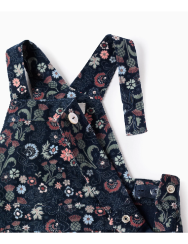 Peto de Pana Motivo Floral para Bebé Niña, Azul...