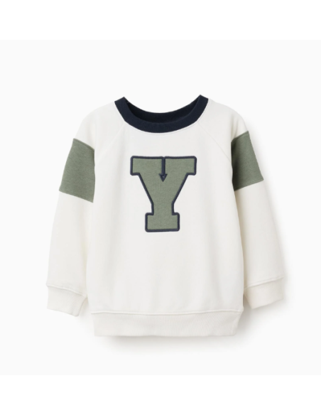 Sudadera Perchada 'Y' para Niño, Blanco/Verde/Azul