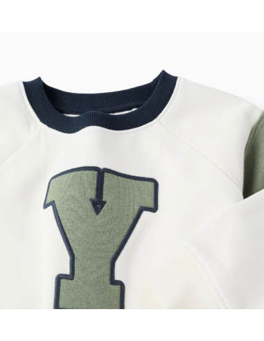 Sudadera Perchada 'Y' para Niño, Blanco/Verde/Azul