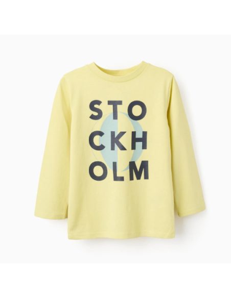 Camiseta de Manga Larga de Algodón para Niño 'Stockholm', Amarillo
