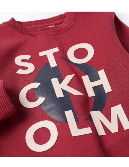 Sudadera Perchada con Estampado en Relieve para Niño 'Stockholm', Burdeos