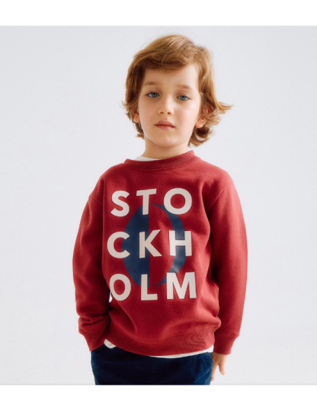 Sudadera Perchada con Estampado en Relieve para Niño 'Stockholm', Burdeos