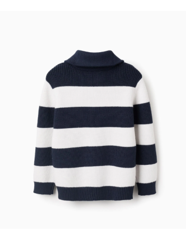 Jersey de Punto a Rayas para Niño, Blanco/Azul