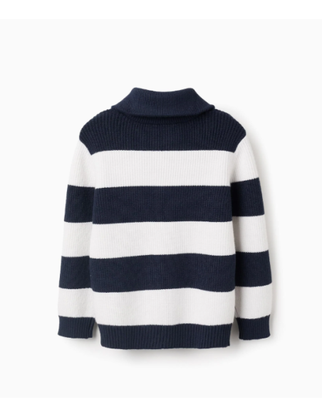 Jersey de Punto a Rayas para Niño, Blanco/Azul
